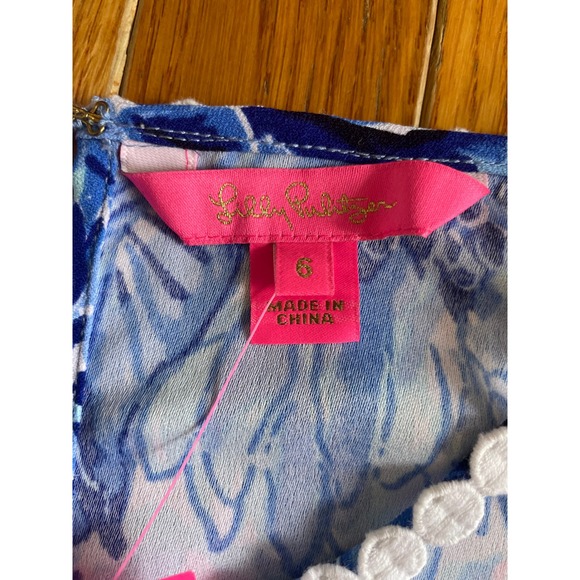 Lilly Pulitzer Dress Women 6 Blue Pearl Soft Shift Crochet Lace Boho Halter NWT - Picture 5 of 10